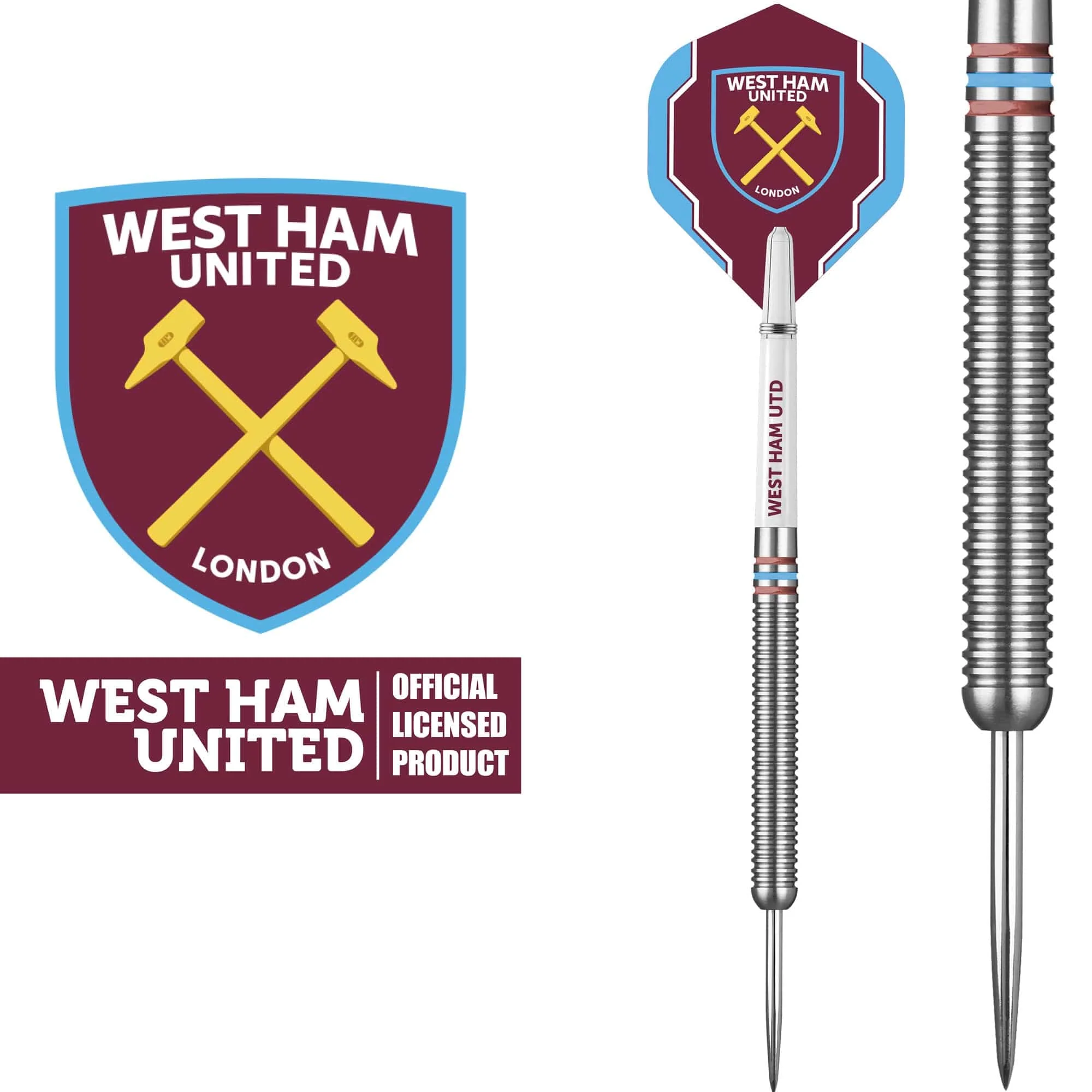 West Ham United FC - Official Licensed - Steel Tip Darts - Tungsten - 24g - Image 2