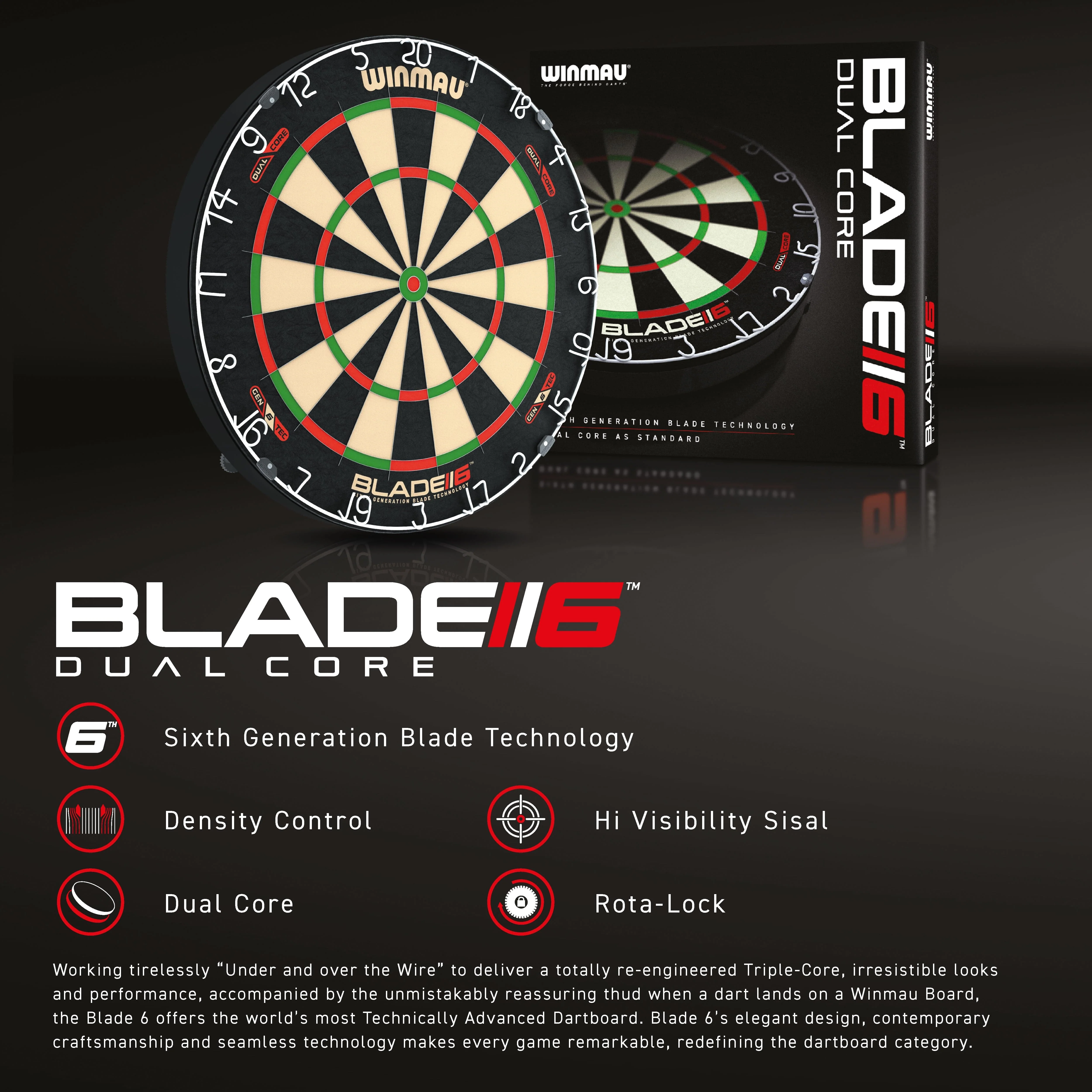 Winmau Blade 6 Dartboard - Professional - with Rota Lock System - Blade 6 - Dual Core - Image 6