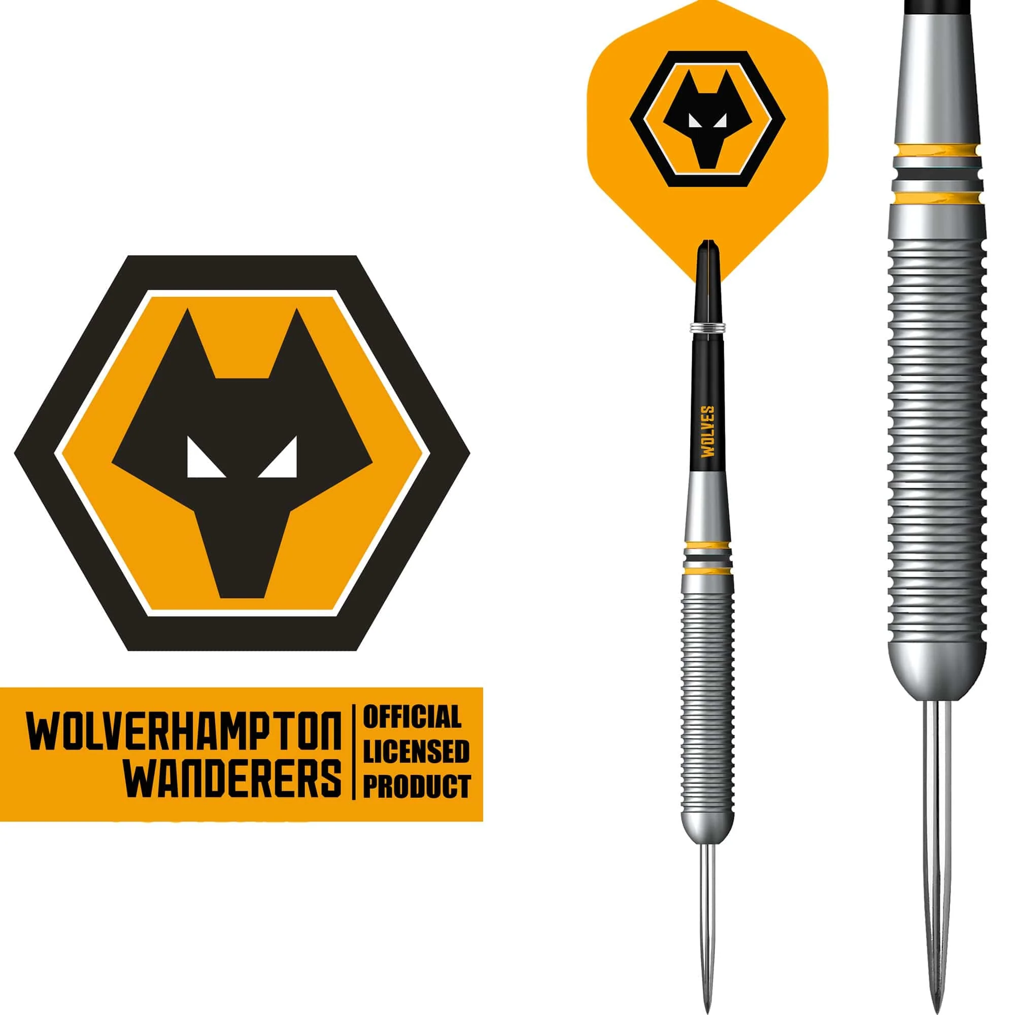Wolverhampton Wanderers FC Darts - Steel Tip Brass - Official Licensed - Wolves - 22g - Image 2